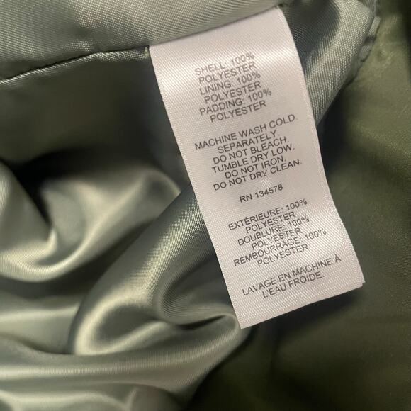 Vineyard Vines Olive Green Quilted Jacket Sherpa Collar Womens Large AS IS - Picture 5 of 10